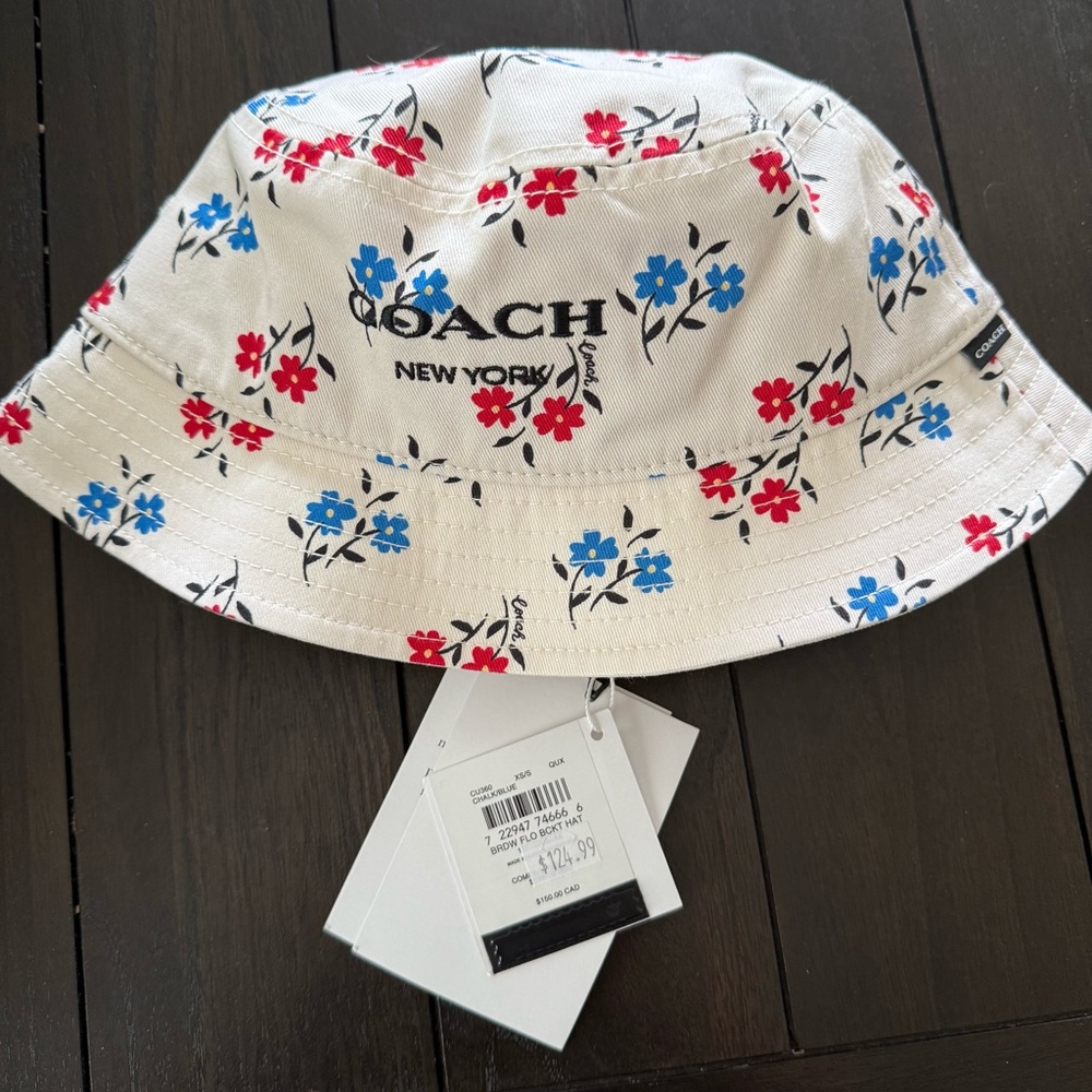 Coach Floral Bucket Hat - White, Red, Blue